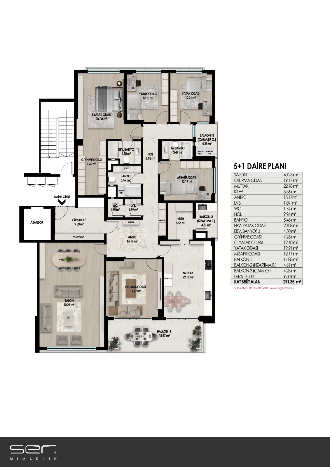 Besa Point 5+1 daire planı
